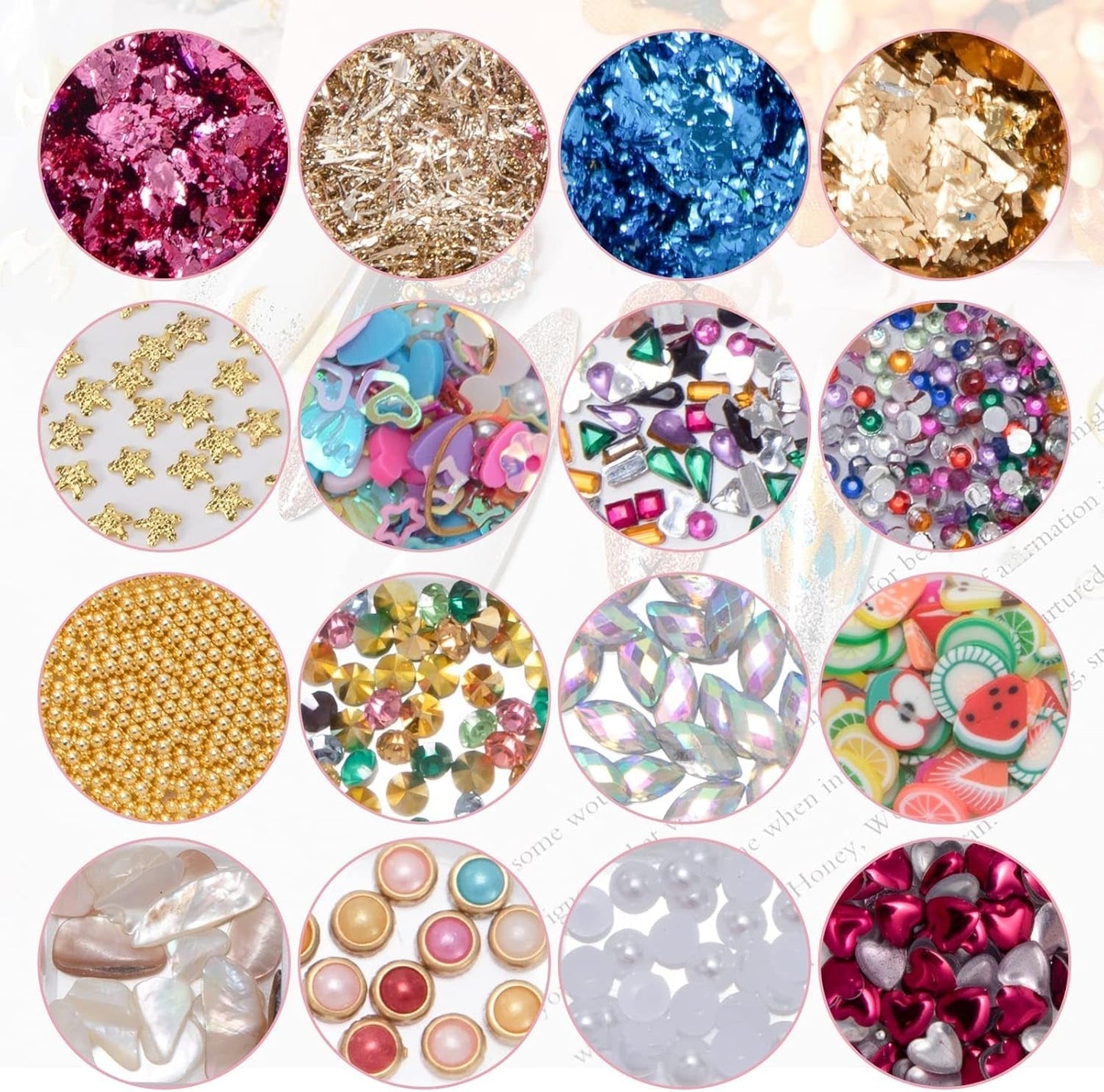 7 Boxen Strasssteine ​​​​Nägel, Nail Art Kit Strass Nagelglitter Pailetten Nagel-Edelsteinen Kristalle Perlen Diamanten Metall Nieten Für DIY Decoratie Nageldesign (Multicolor)