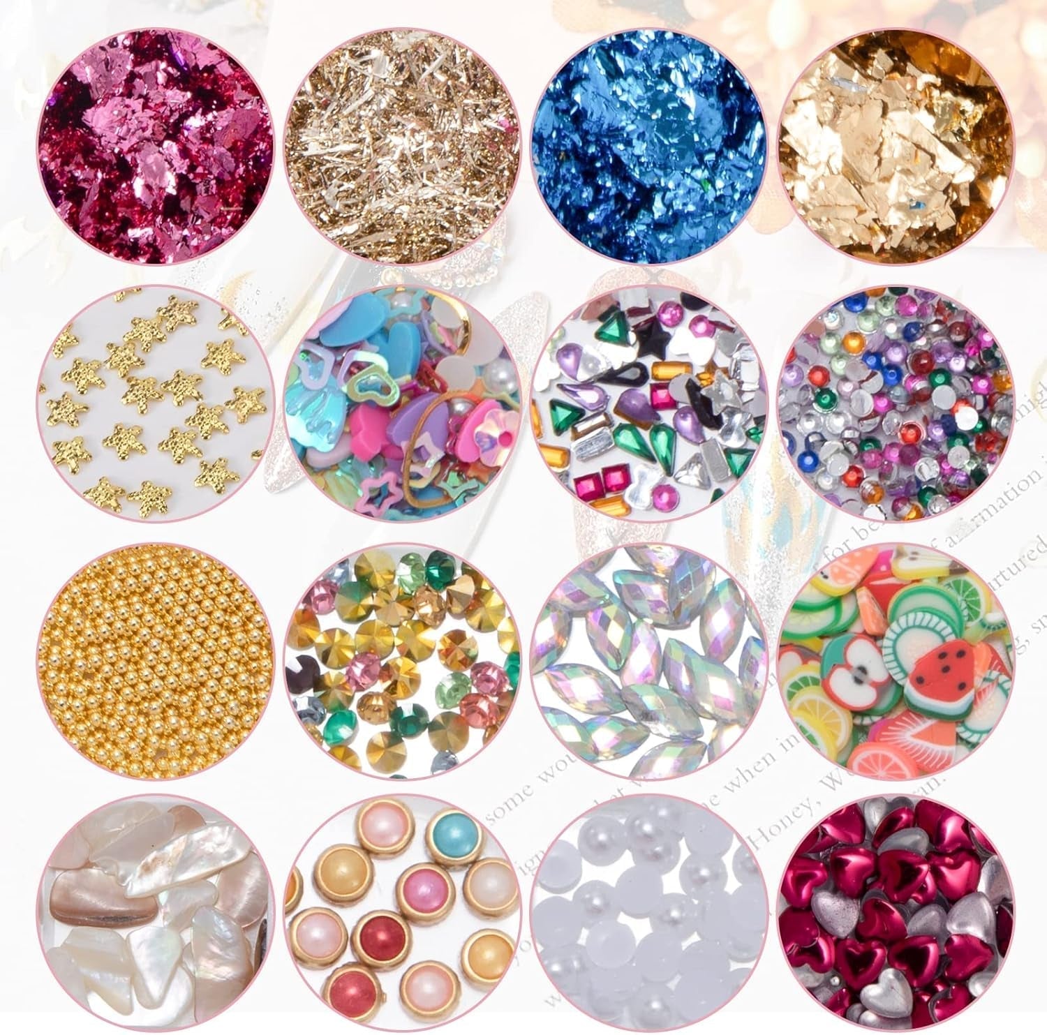 7 Boxen Strasssteine ​​​​Nägel, Nail Art Kit Strass Nagelglitter Pailetten Nagel-Edelsteinen Kristalle Perlen Diamanten Metall Nieten Für DIY Decoratie Nageldesign (Multicolor)