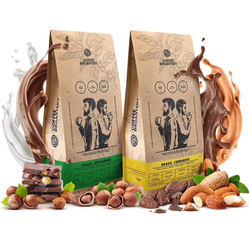Set koffiebonen 2x1kg 2000g | Brazilië Mogiana | Brazilië Cerrado | Brazilië | Speciale koffie | Vers gebakken