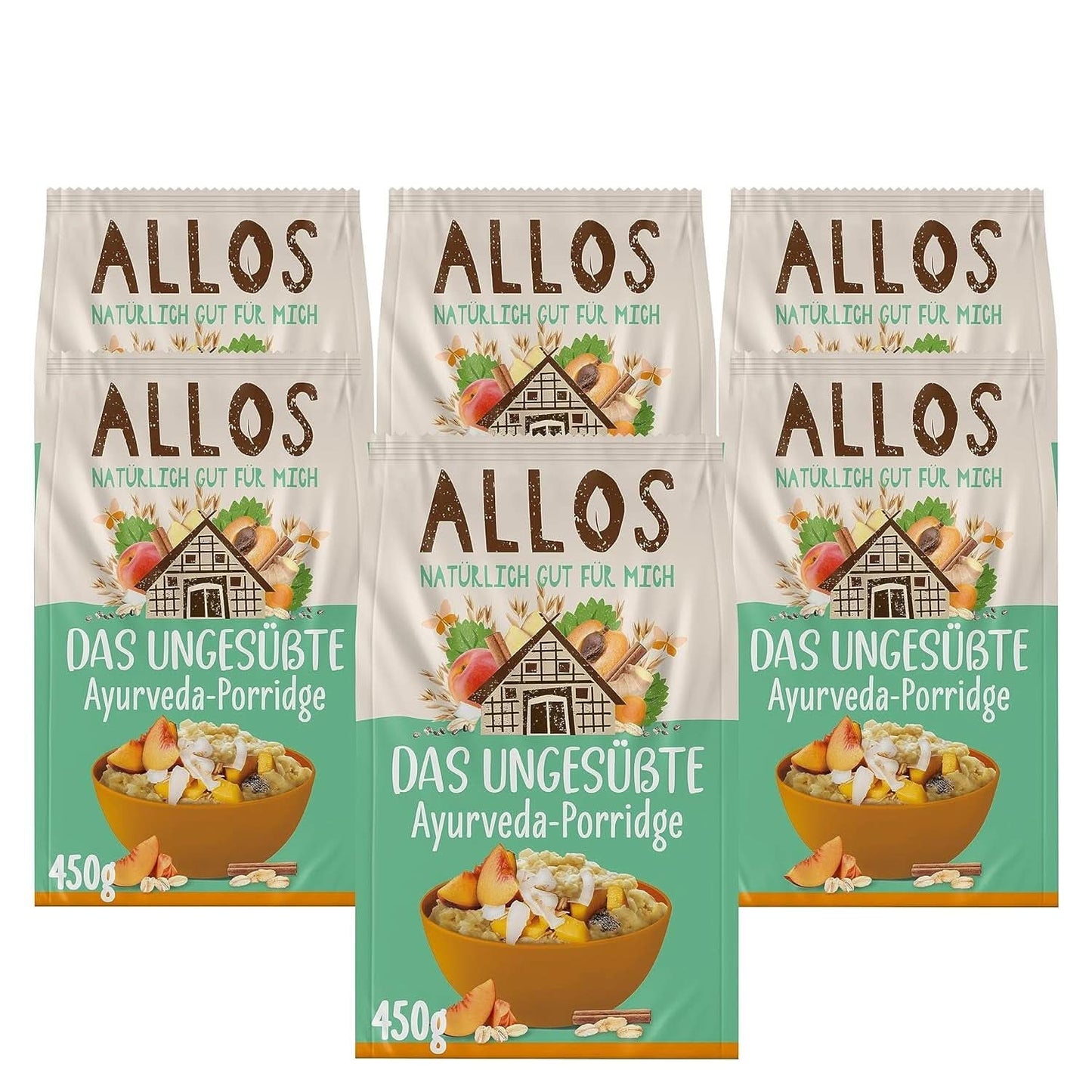 Allos Ongezoete vijgen- en frambozenpap, Set 6 x 500 gram Granen Naty Shop Pap Ayurveda