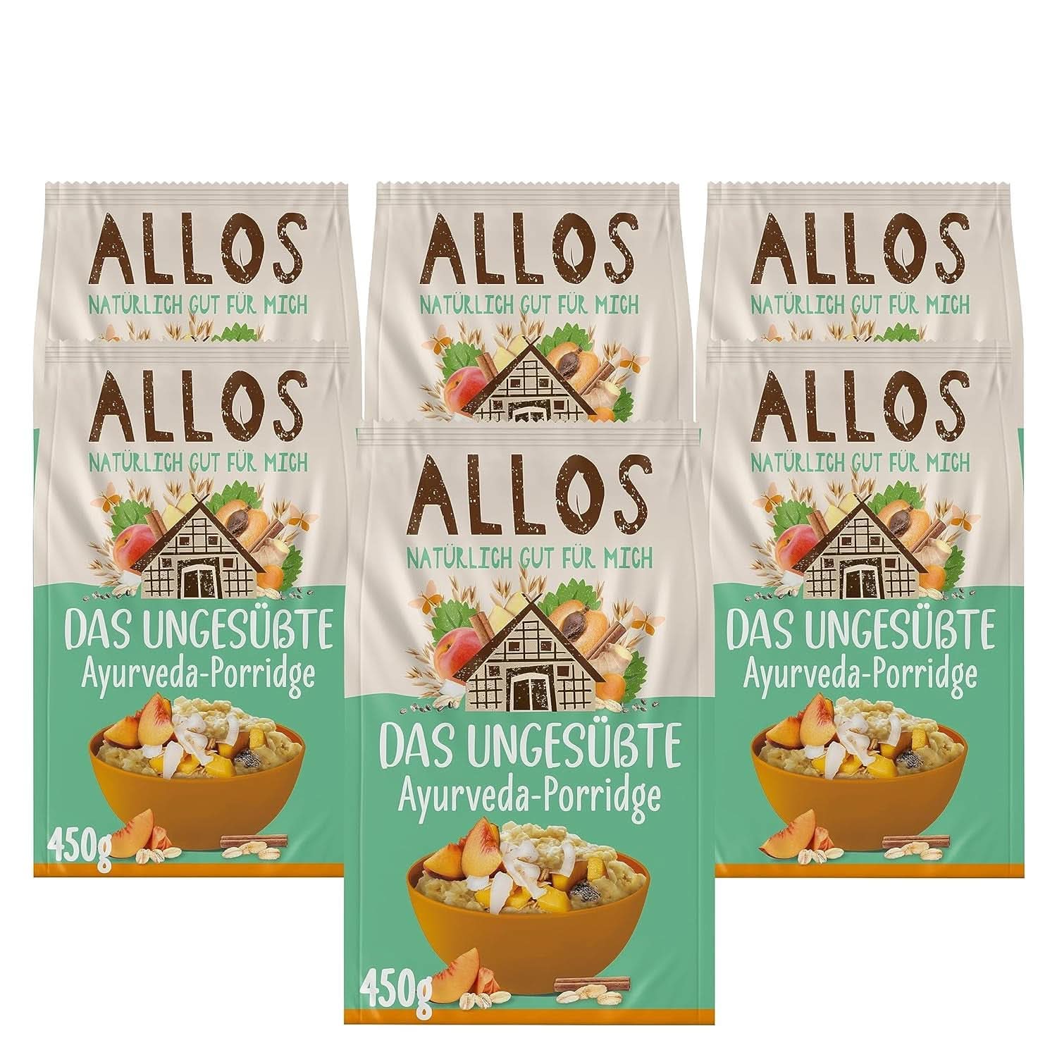 Allos Ongezoete vijgen- en frambozenpap, Set 6 x 500 gram Granen Naty Shop Pap Ayurveda