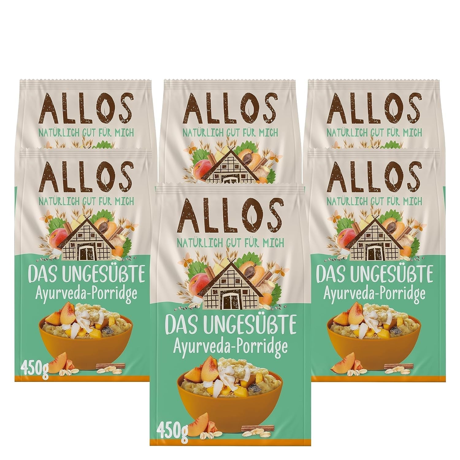 Ongezoete Allos-pap van vijgen en frambozen | Pap zonder suiker | Biologische Muesli | Muesli met fruit | Havermout | Pap als ontbijt | Ontbijtgranen | Veganistisch | Pak van 6 (6 x 500 g)