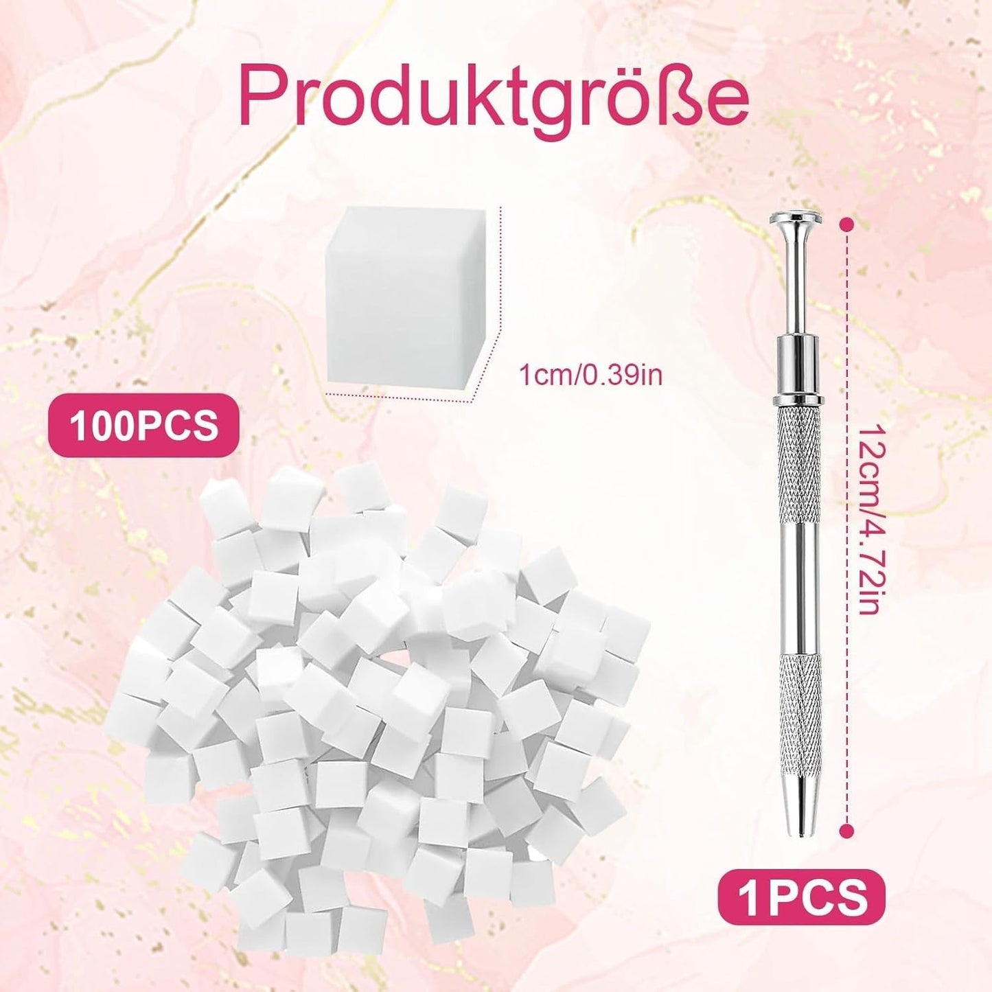 100 Stk Nail Art Schwamm Mit Metallgreifer, Nailart-Zubehör, Baby Boomer, Rendering-Werkzeuge Mit Greifer-Blöcken, Maniküre-Gradient Nail Art Schwamm, voor Pinselset, Nägel, Nageldesign-Zubehör