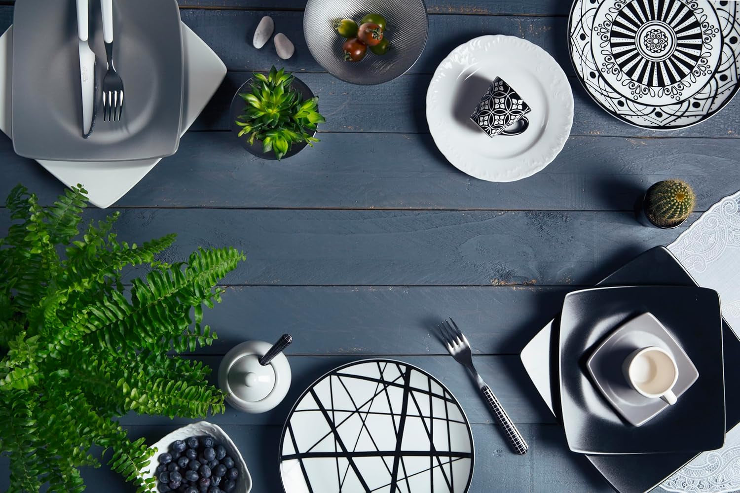Excelsa Boheme Noir Bordenset, 18-delig, porselein, zwart