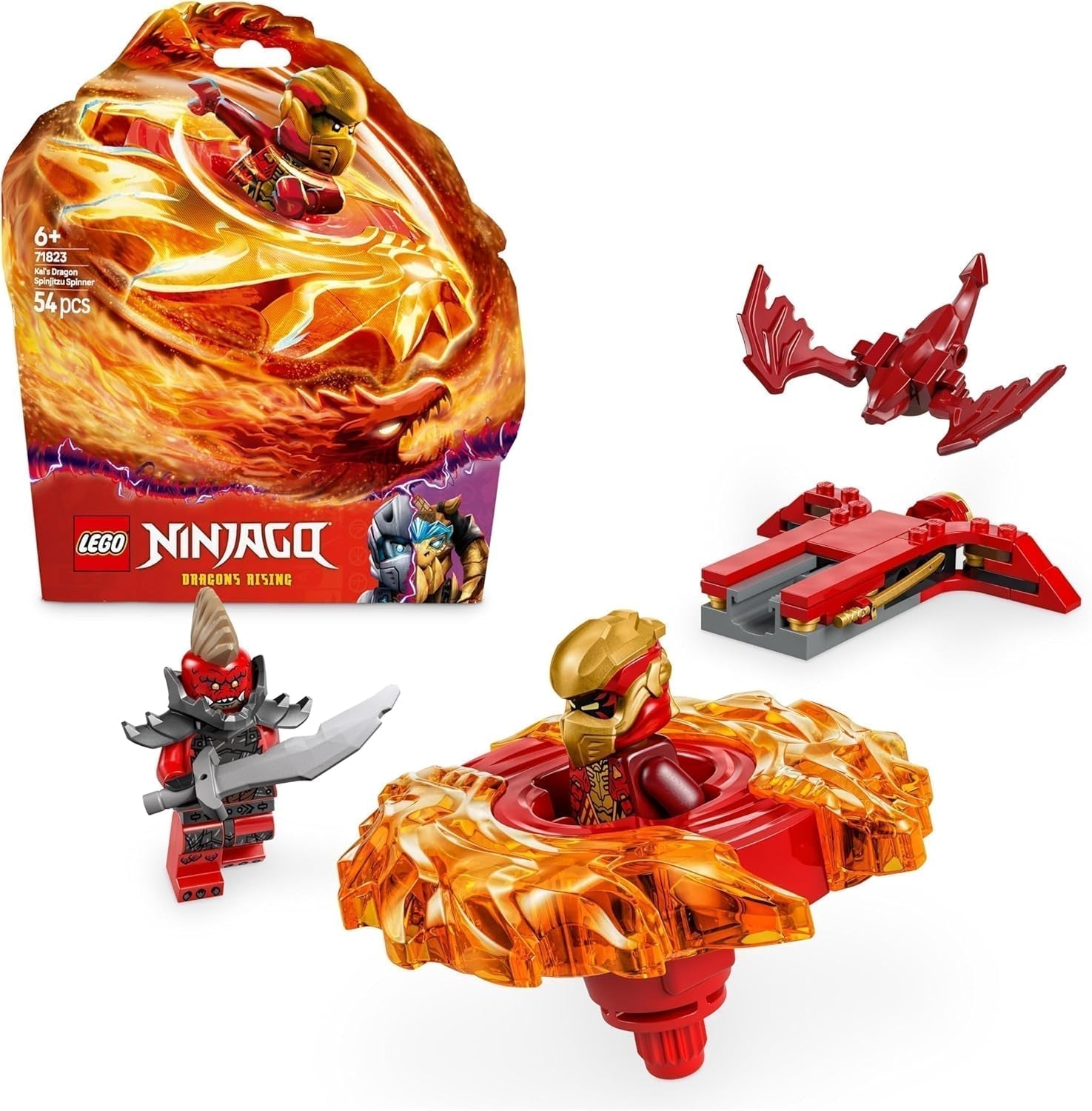 LEGO NINJAGO Kai's Draak Spinjitzu Spinner - Actie-ninjaspeelgoed met 2 minifiguren - Kleine speelset voor kinderen - Cadeau-idee voor jongens en meisjes vanaf 6 jaar 71823 Bouwsets Bekijk de LEGO-Store standaardtitel