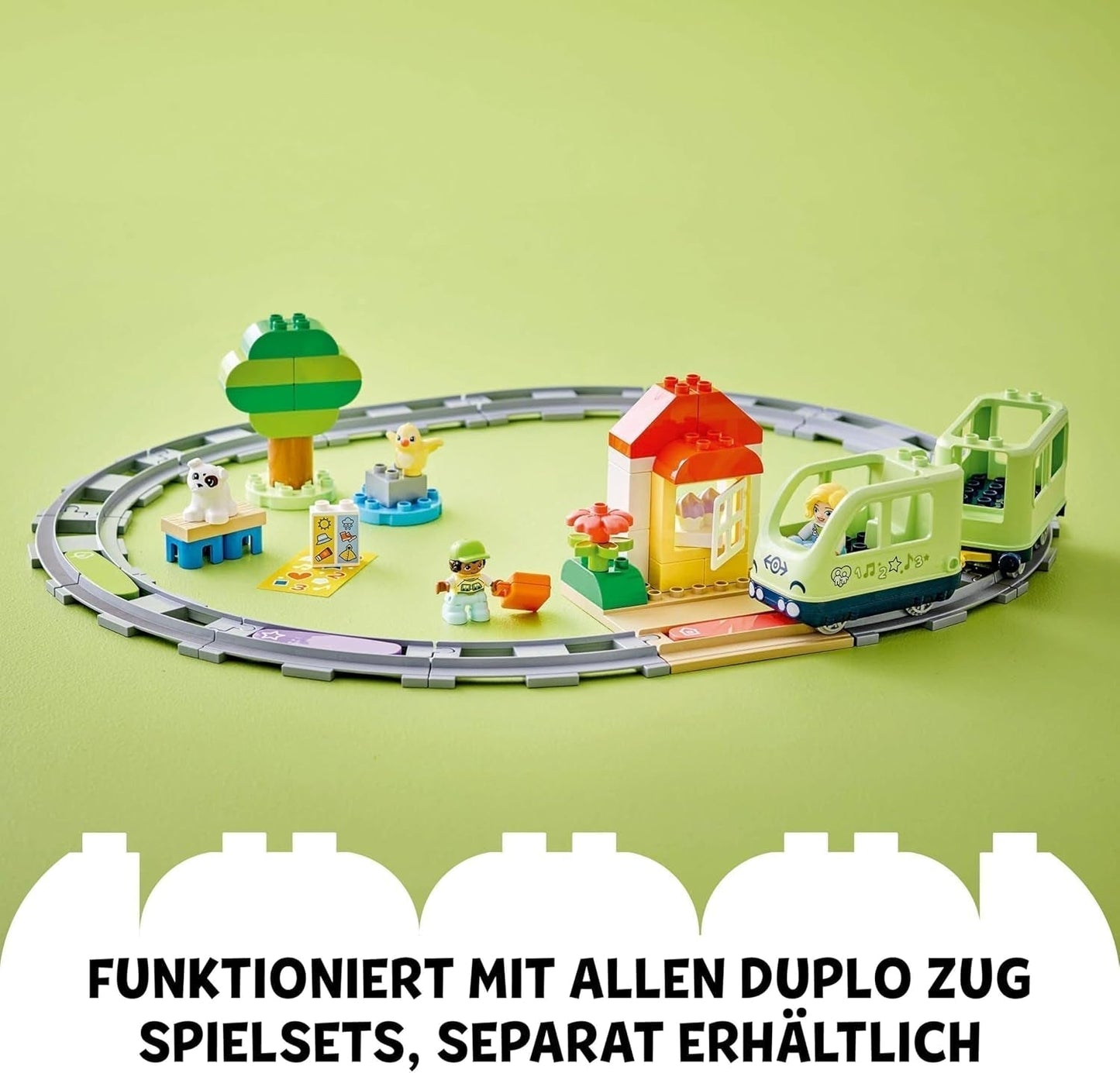 LEGO DUPLO Interactieve avonturentrein voor de stad, speelset met licht en geluid voor rollenspel, waarmee 2-jarigen sporen kunnen bouwen, educatief speelgoed voor kleuters 10427 Bouwsets Besuche in LEGO-Store