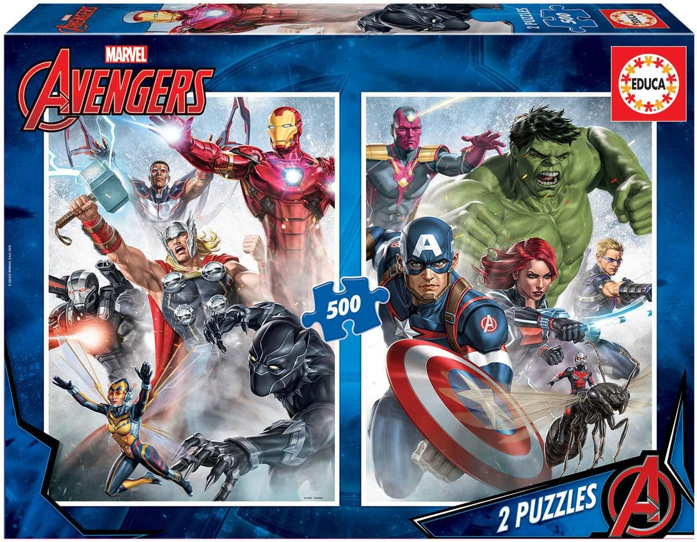 Educa - Puzzel 500 stukjes voor volwassenen | Marvel Avengers 2 X 500 puzzelstukjes voor volwassenen en kinderen vanaf 11 jaar, superhelden, puzzelset (17994) Puzzel Naty Shop 2 X 500 stukjes