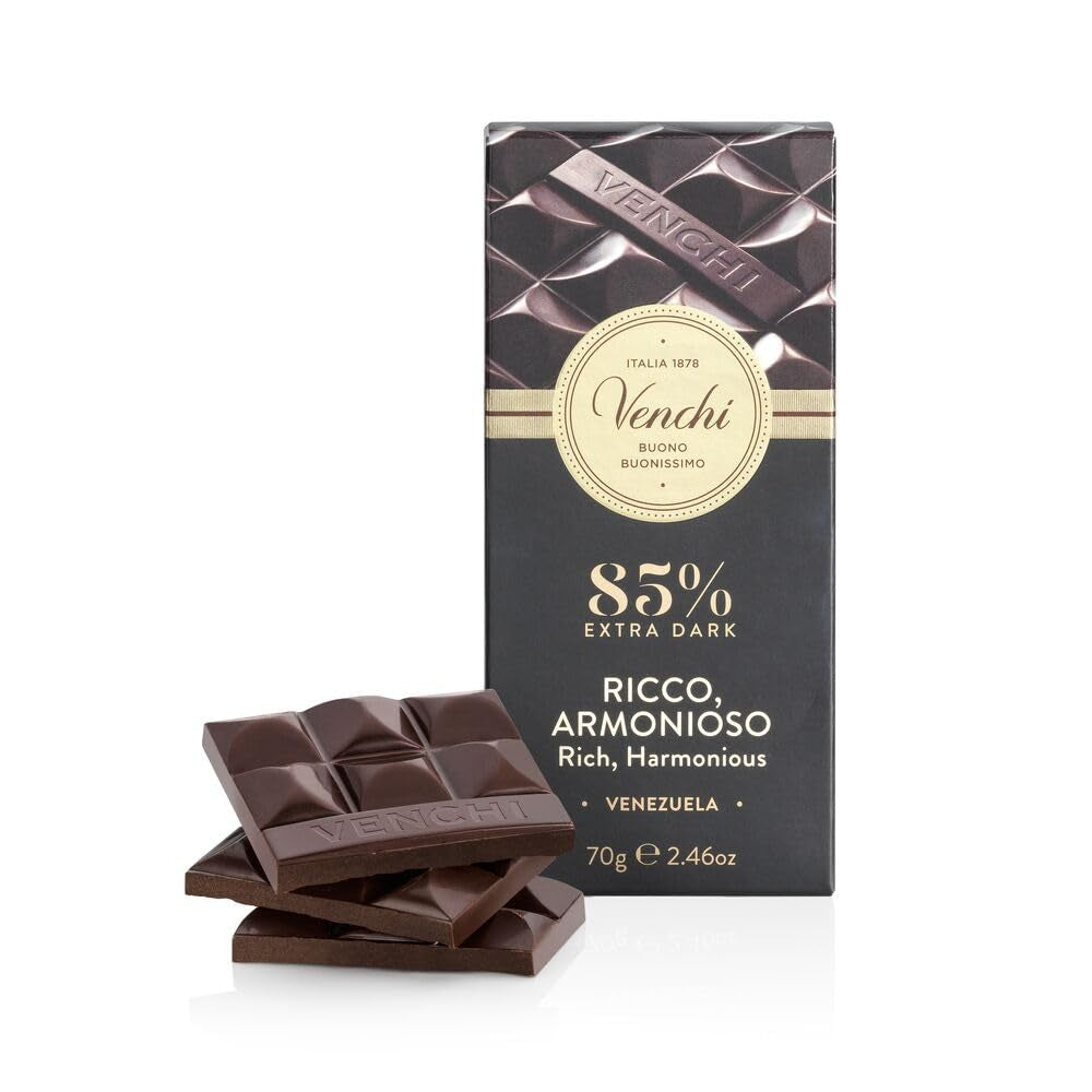Venchi - Chocoladereep 85%, 70g - Met knapperige geroosterde cacaobonen - Glutenvrij - Veganistisch