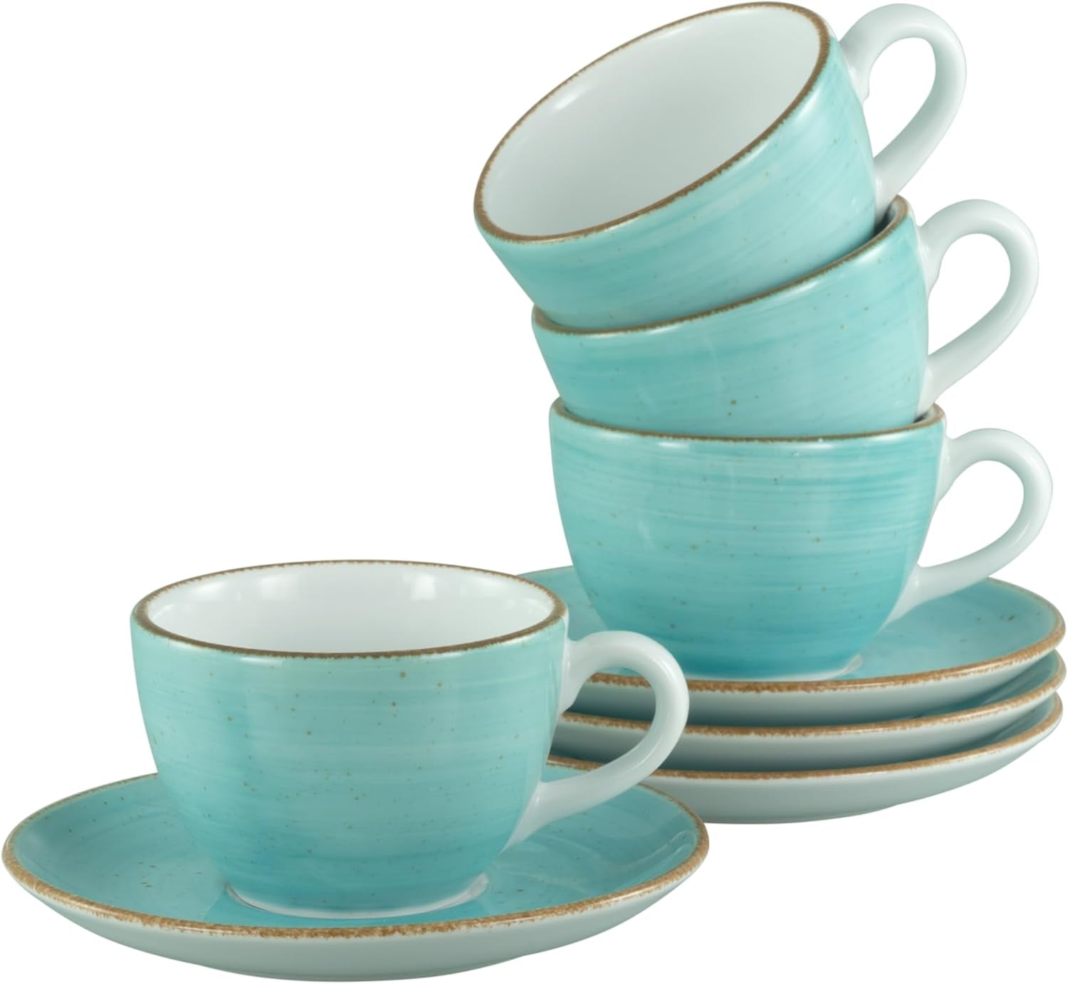 Creatable 34042 Vintage Nature Aqua Serie 8-delige serviesset voor 4 porseleinen koffiekopjes Vaatwasmachine- en magnetronbestendig Gemaakt in Europa