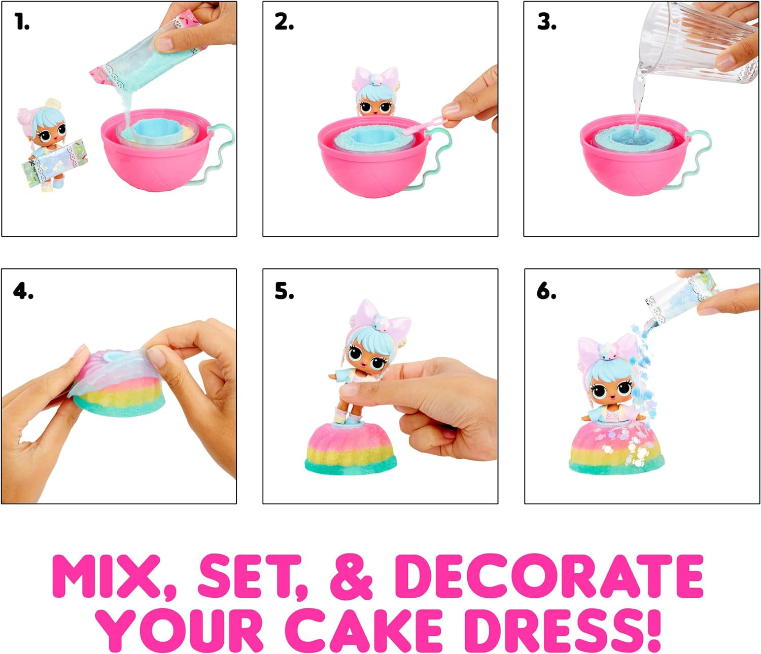 L.O.L. Verrassing! Mix & Make Birthday Cake Tots - Met verzamelpop, DIY-taartjurk, "bakken" en versieren van de taart, ingrediënten en glitterhagelslag - Pop met taartjurk - Ideaal voor meisjes vanaf 3 jaar Naty Shop Dolls