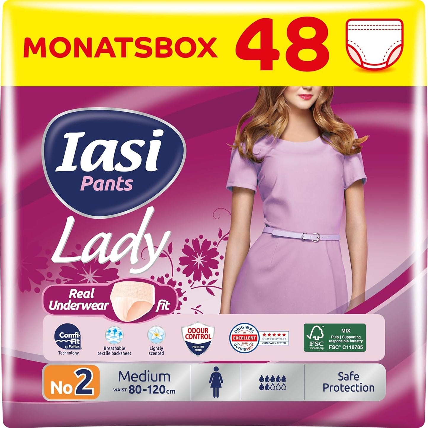 LADY Broek 48 Wegwerpbroekje voor urine-incontinentie Absorptievermogen Grote maat S voor dames 48 stuks