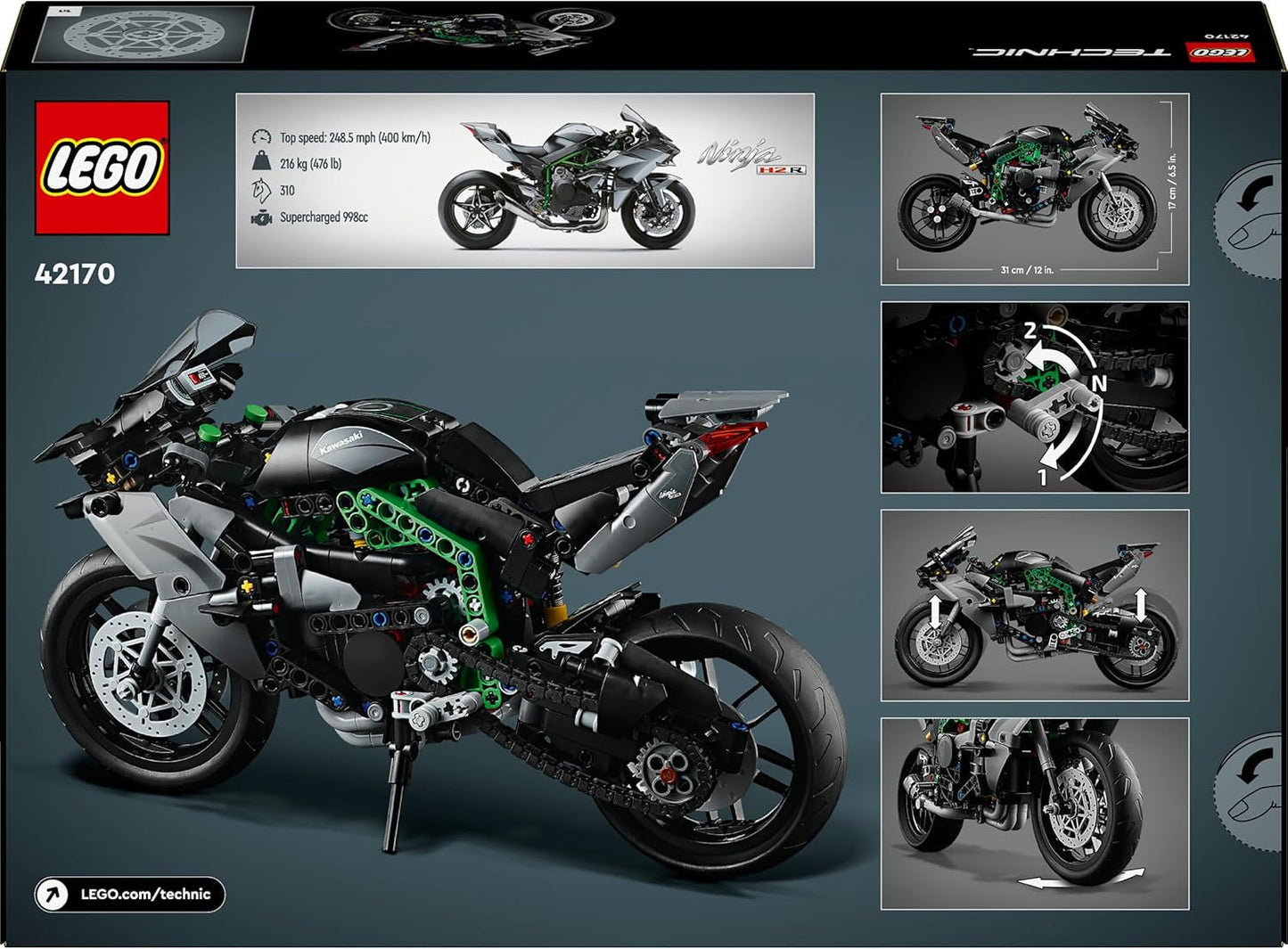 LEGO Technic Kawasaki Ninja H2R Motor, verjaardagscadeau voor kinderen en volwassenen, decoratie, speelgoed, model voor jongens en meisjes vanaf 10 jaar 42170 Bouwsets Bekijk de LEGO-Store