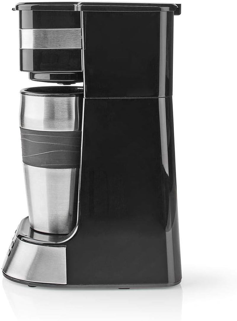 NEDIS Espressor - Gefilterde koffie - 0,4 l - 1 Kopje - Timer - Zwart/Zilver