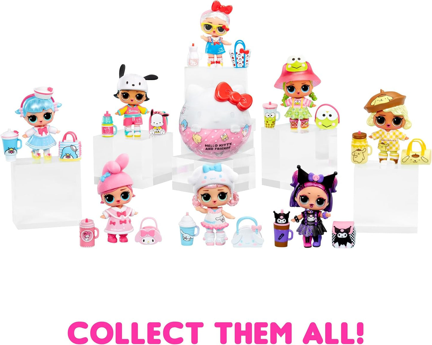 L.O.L. Verrassing! Houdt van Hello Kitty en haar vrienden - 1 pop met 7 verrassingen, willekeurige selectie, 8 peuters om te verzamelen, cadeau voor kinderen vanaf 4 jaar, roze Naty Shop-poppen
