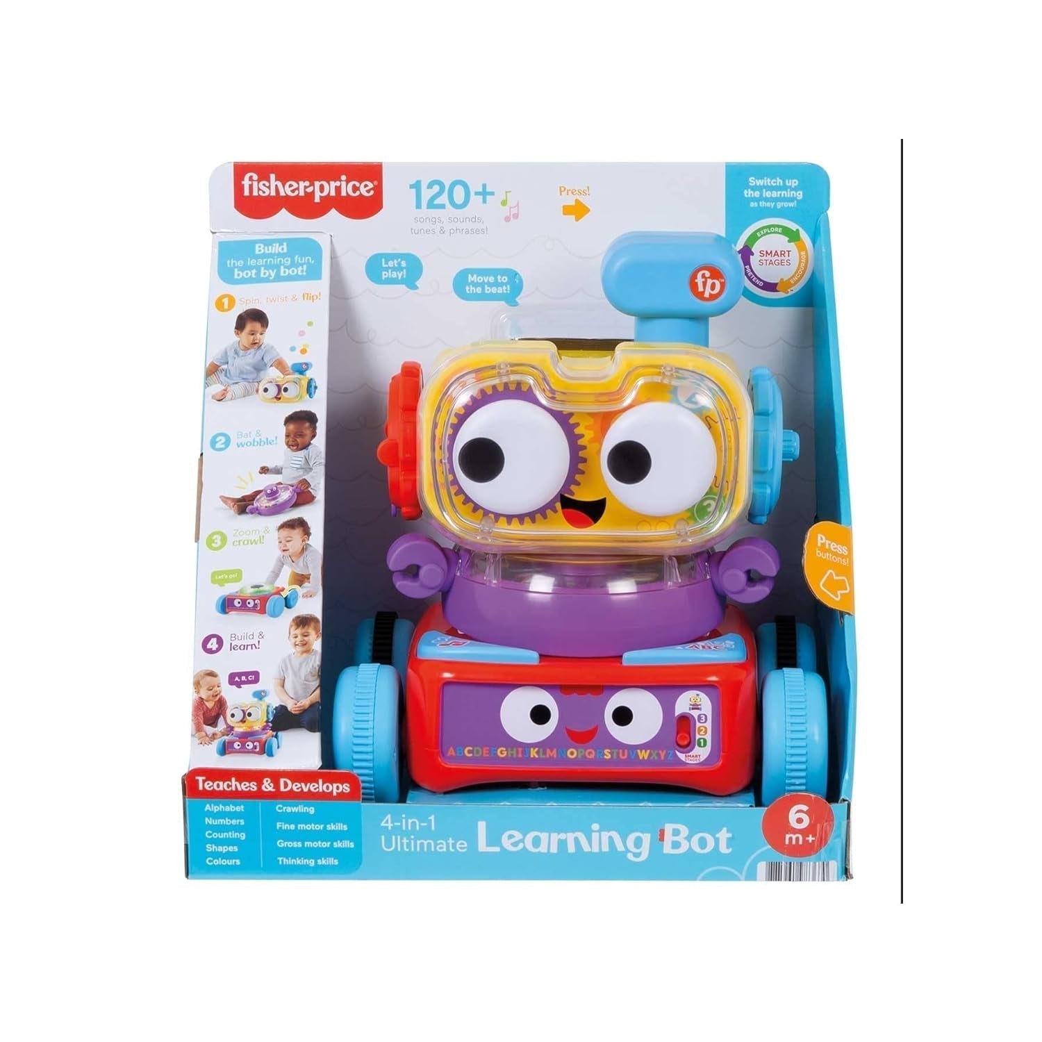 Fisher-Price 4-in-1 leerrobot Linus voor baby's en peuters, speelgoed van 6 maanden - Duitssprekend, HCK39 Babyspeelgoed Naty Shop Spaans