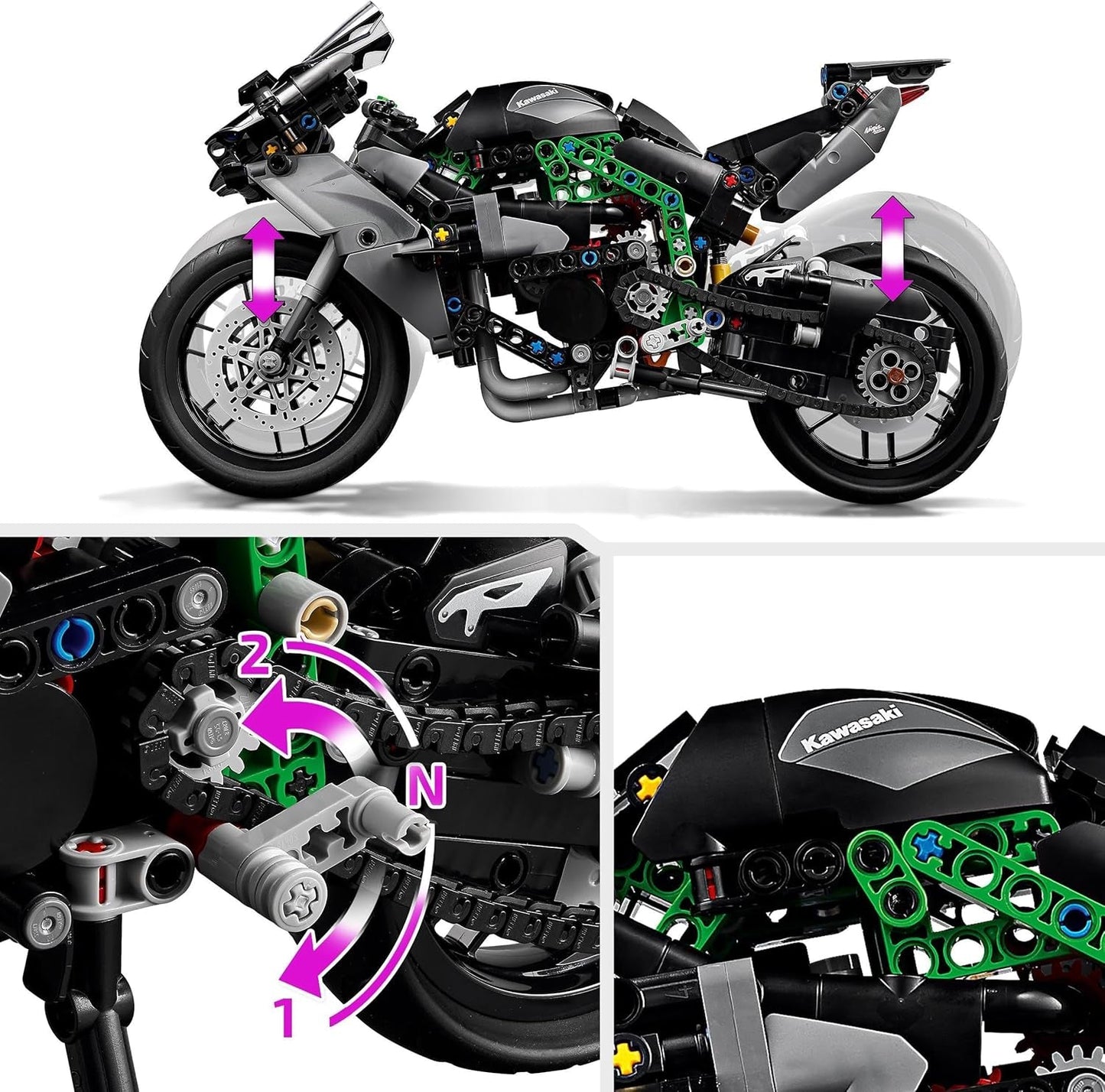 LEGO Technic Kawasaki Ninja H2R Motor, verjaardagscadeau voor kinderen en volwassenen, decoratie, speelgoed, model voor jongens en meisjes vanaf 10 jaar 42170 Bouwsets Bekijk de LEGO-Store