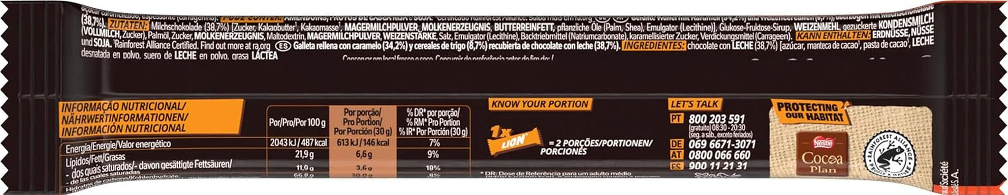 Nestlé LION chocoladereep met karamel, knapperige snack, knapperige chocolade en knapperige chips, karamelvulling, een speciale eetervaring, multi-pack, 28-pack (elk 2 x 30 g)