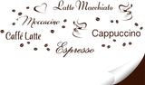 Wandtattoo Kaffee-Sorten I bruin I Herz Kaffeetasse Kaffeebohnen Küche Esszimmer Sticker Aufkleber Wandaufkleber Wandsticker G006