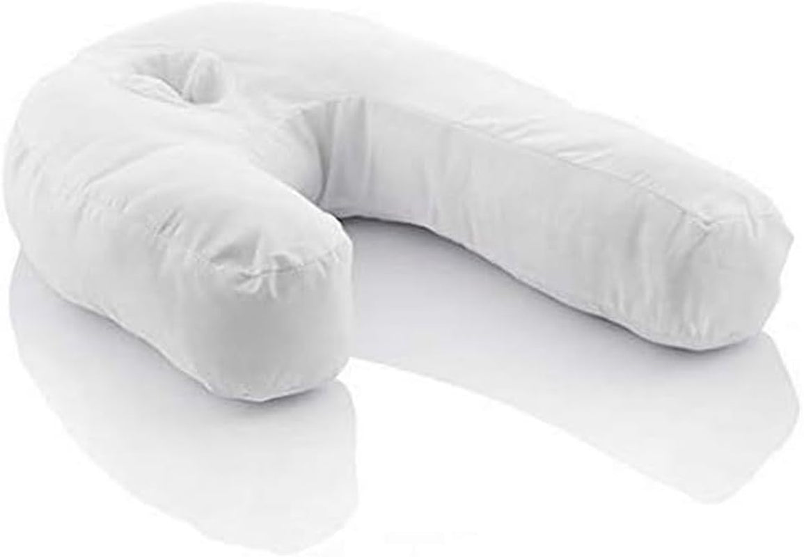 Innovagoods Ergonomisch U-vormig kussen voor zijslapers, ideaal voor zwangerschap, bevordert een rustige ademhaling, vermindert snurken, katoen en polyester, wit, 39 x 57 x 14 cm Cervicale orthopedische kussens Naty Shop Standaardtitel
