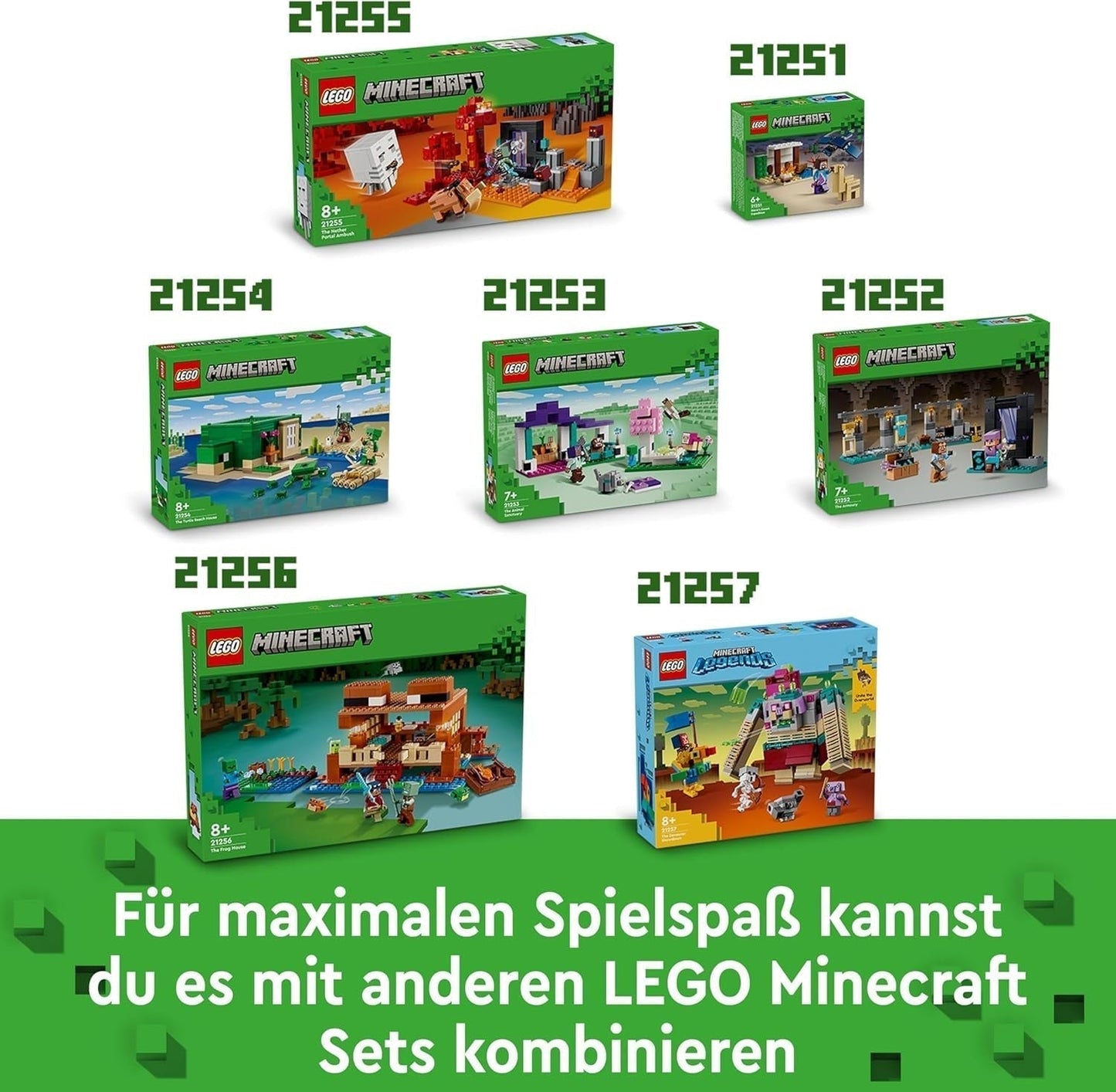 LEGO Minecraft Het Kikkerhuis, speelgoedhuis met figuren waaronder zombie, slijm en drenkeling, plus accessoires zoals speelgoedboot en werkbank, cadeau voor jongens en meisjes vanaf 8 jaar 21256 Bouwsets Besuche den LEGO-Store