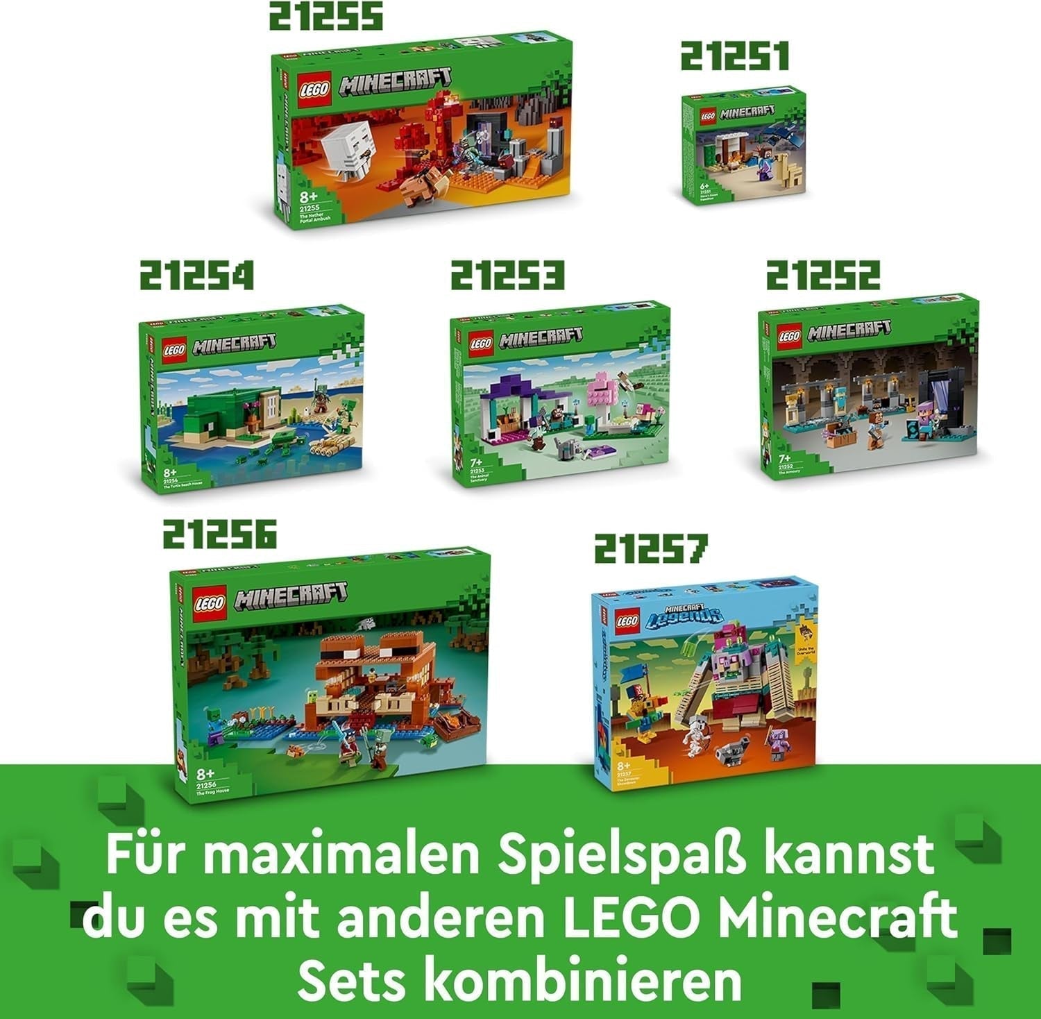 LEGO Minecraft Het Kikkerhuis, speelgoedhuis met figuren waaronder zombie, slijm en drenkeling, plus accessoires zoals speelgoedboot en werkbank, cadeau voor jongens en meisjes vanaf 8 jaar 21256 Bouwsets Besuche den LEGO-Store