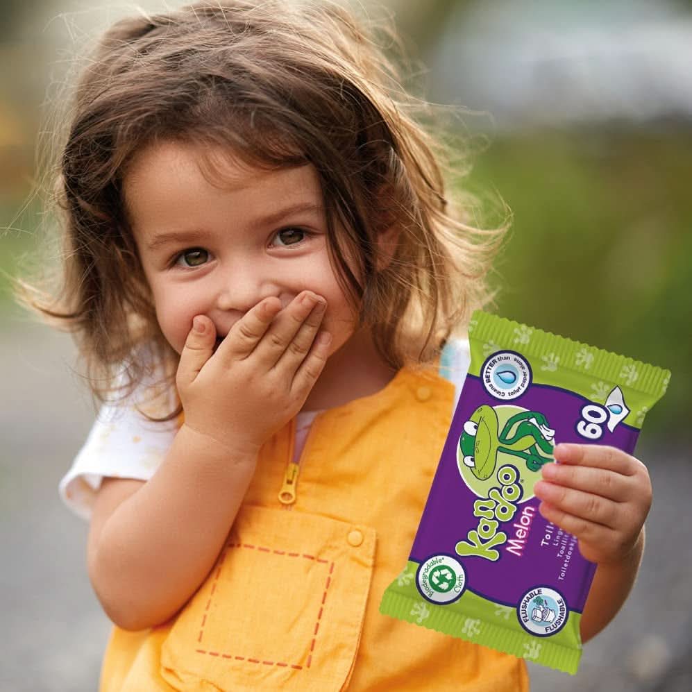 Meloen Feuchttücher - Spülbar - Aus 95% Wasser - Parfümfrei - Plastikfrei - Dermatologisch Getestet - Feuchtes Toilettenpapier Aus 100% Pflanzlichem Cellulosemateriaal - 60 Tücher Naty Shop