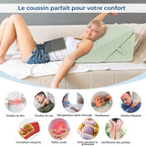 INFANZIA wigkussen voor bed, hoekkussen, driehoekig kussen, opvouwbaar, traagschuim, slaapapneu, zure reflux, beenhoogte, lezen, groen