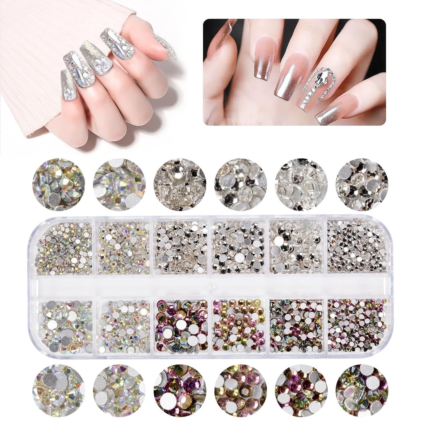 5600 Stück Strasssteine ​​​​Nägel Nail Art, 36 Farben Glitzersteine, Dekorationen Nagelsteine ​​​​Für Nagelkunst, Einschließlich Wachsstift Für Strasssteine ​​en Strass-Picker