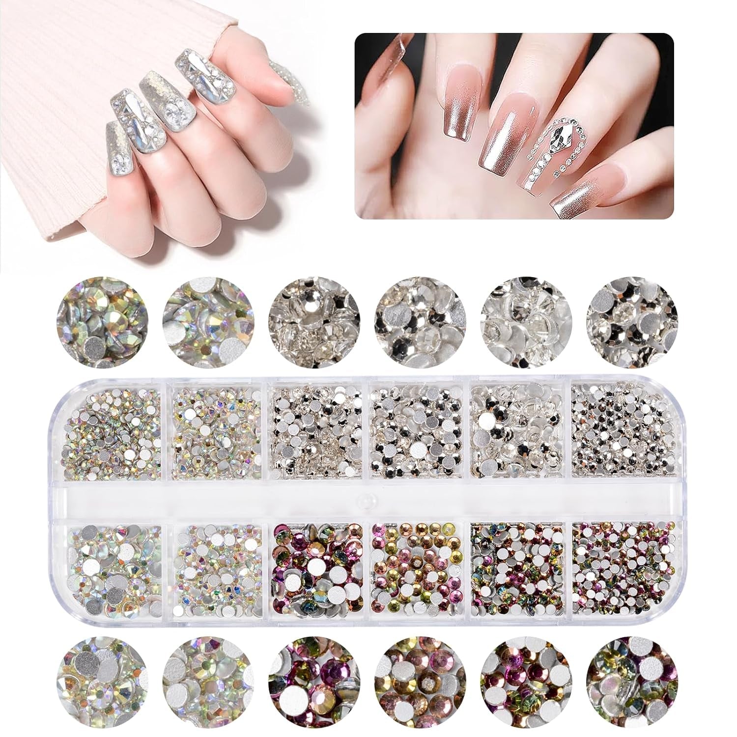 5600 Stück Strasssteine ​​​​Nägel Nail Art, 36 Farben Glitzersteine, Dekorationen Nagelsteine ​​​​Für Nagelkunst, Einschließlich Wachsstift Für Strasssteine ​​en Strass-Picker