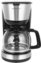 Emerio CME-122933, Filterkoffiezetapparaat, 1,25L voor maximaal 10 koppen verse koffie, permanent uitneembaar filter, antidruppelfunctie, glazen karaf, automatische uitschakeling, 1000 watt, zwart/zilver