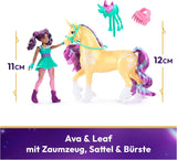 Unicorn Academy AVA en Unicorn Leaf Set - Originele figuren van ca. 12 cm groot uit de populaire Netflix-serie Met twee accessoires en haarborstels Voor fantasierijk rollenspel, voor kinderen vanaf 4 jaar Actiefiguren Naty Shop