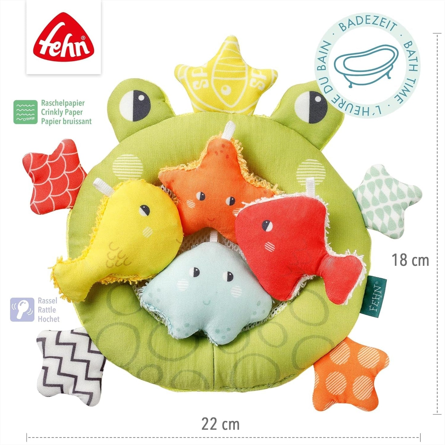 Fehn kikkerbadnet - Babybadspeeltje voor in bad - Drijvend waterspeelgoed voor vrolijk badplezier - Badspeelgoed voor baby's en peuters vanaf 0+ maanden Babyspeelgoed Naty Shop