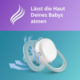 Philips Avent Ultra Air-fopspeen - set van 2 BPA-vrije, ademende fopspenen voor baby's vanaf 18 maanden, inclusief draagtas en sterilisatie, Walvis/Walvis (Model SCF349/24)