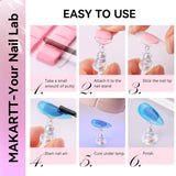 Makartt acryl nagelhouder, magnetische nagelhouder, nagelhouder, transparant roze nagelhouder met 48 zelfklevende stopverf
