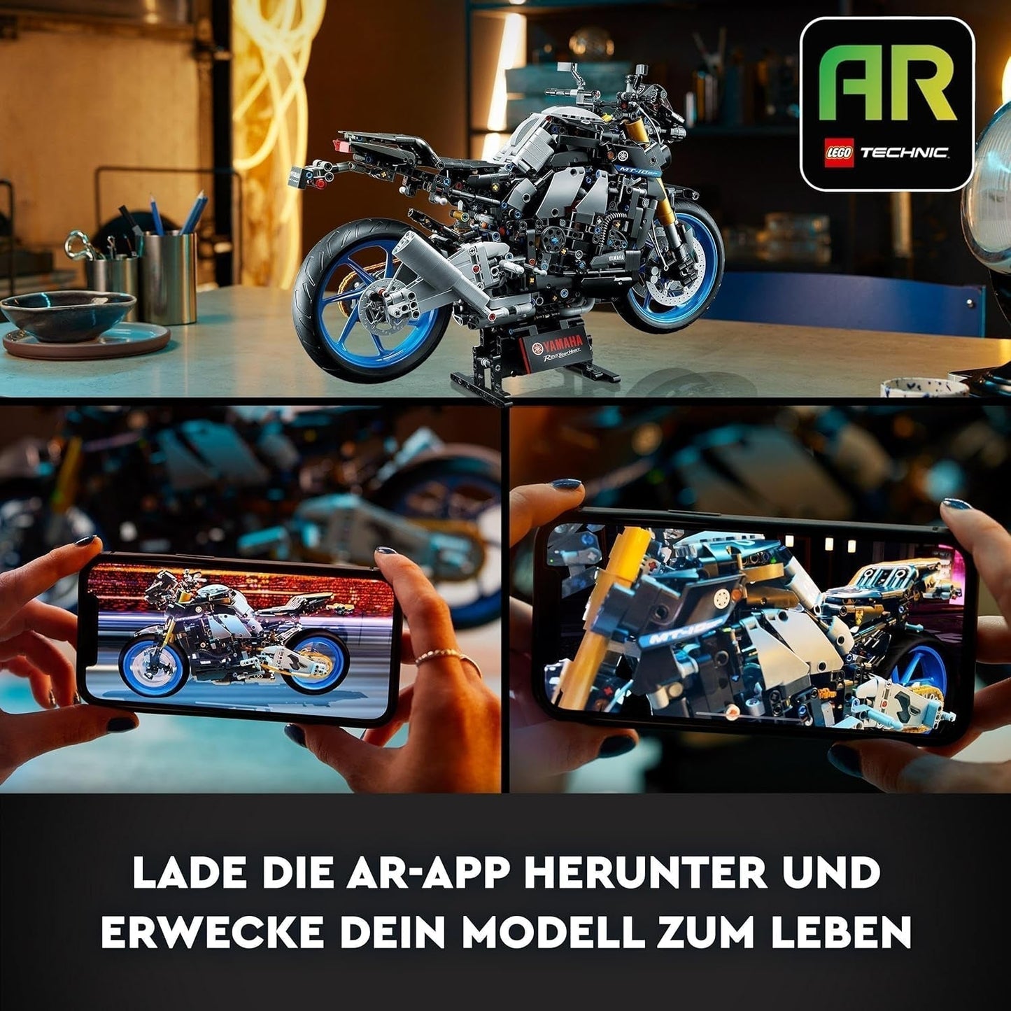 LEGO 42159 Technic Yamaha MT-10 SP motorfietsmodel voor volwassenen, authentiek voertuigmodel met 4 cilindermotor, functionele besturing en AR-app, cadeau voor mannen en vrouwen Bouwpakketten