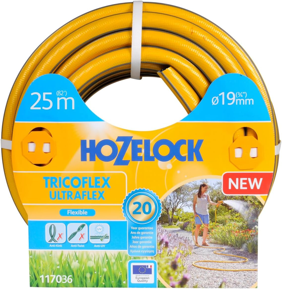 HOZELOCK - Tricoflex Ultraflex Slang Ø 12,5 mm (1/2") 20 M: Flexibele tuinslang, weerbestendig, draai- en buigbestendig, gemaakt van 40% gerecycled PVC [117002], geel