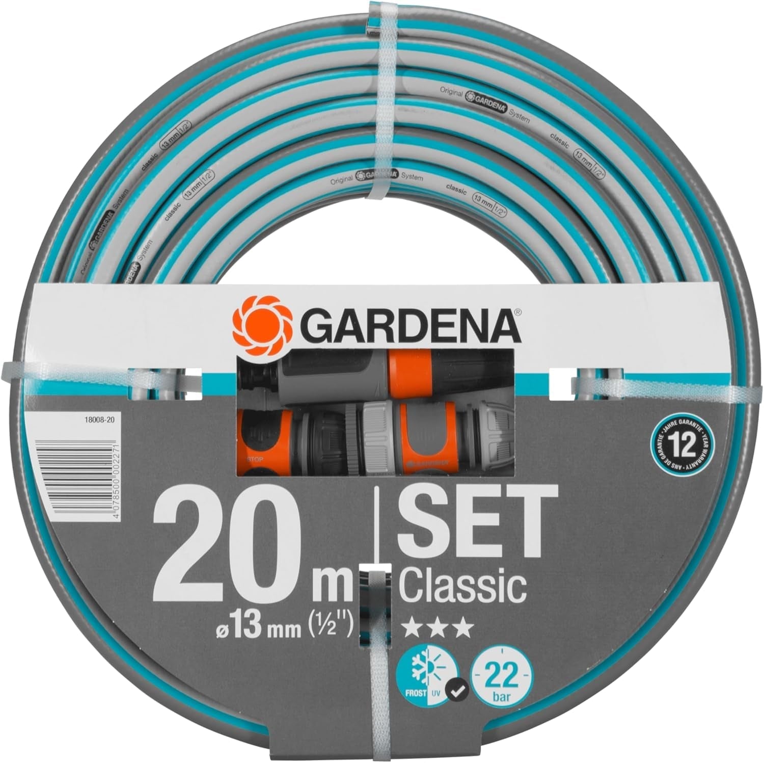 Gardena 4100 Silent tuinpompset: zeer stille en innovatieve irrigatiepomp met 3,5 m zuigaansluiting en 20 m klassieke slang, 4100 l/u stroom, 550 W motor, waterdicht, zuinig (9051-20)