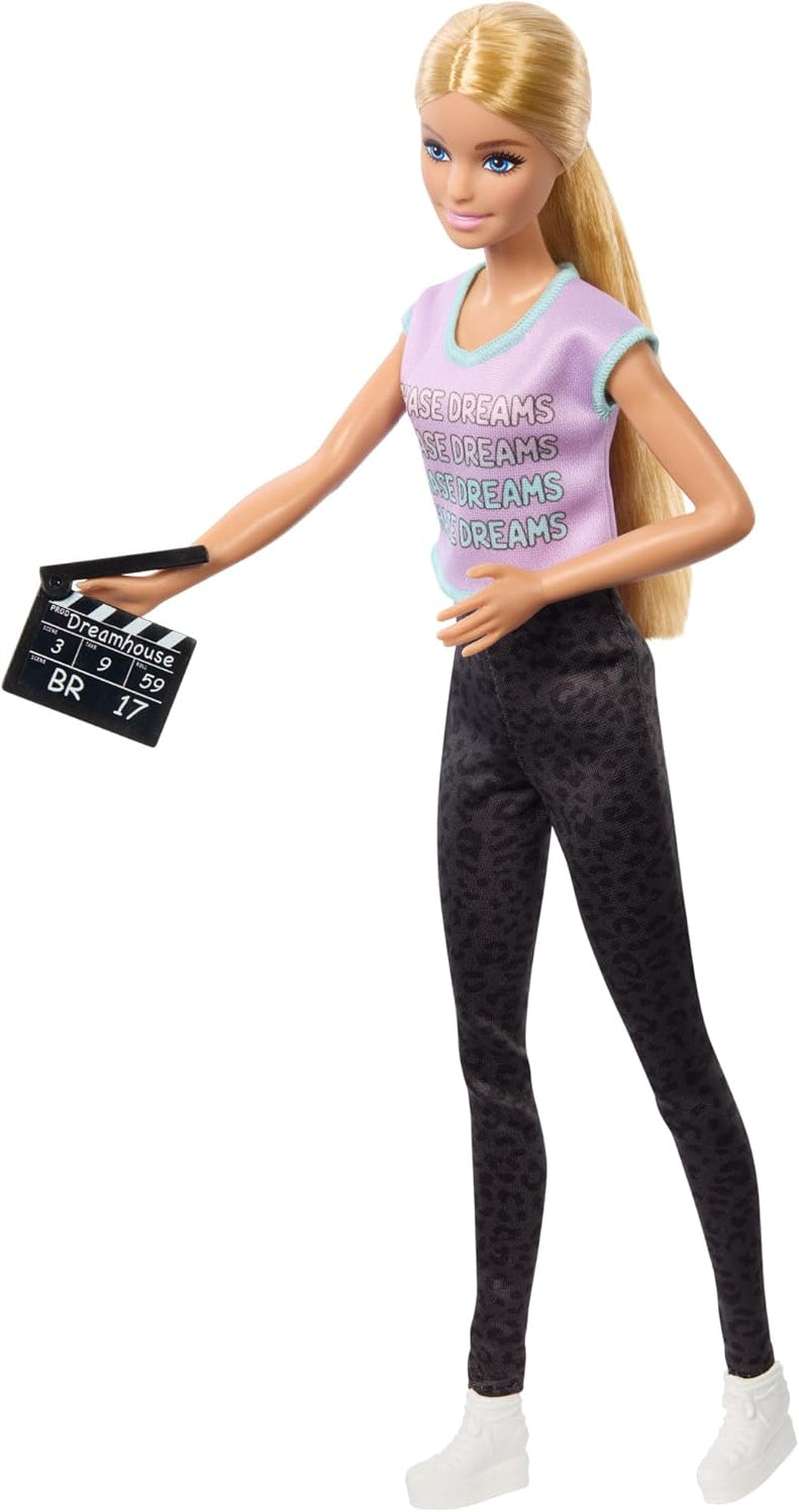 Barbie Berufe-Set met 4 poppen en meiden, vrouwen in de filmbranche met studioleiterin, regisseur, kamerafrau en filmster in Australische outfits, HRG54