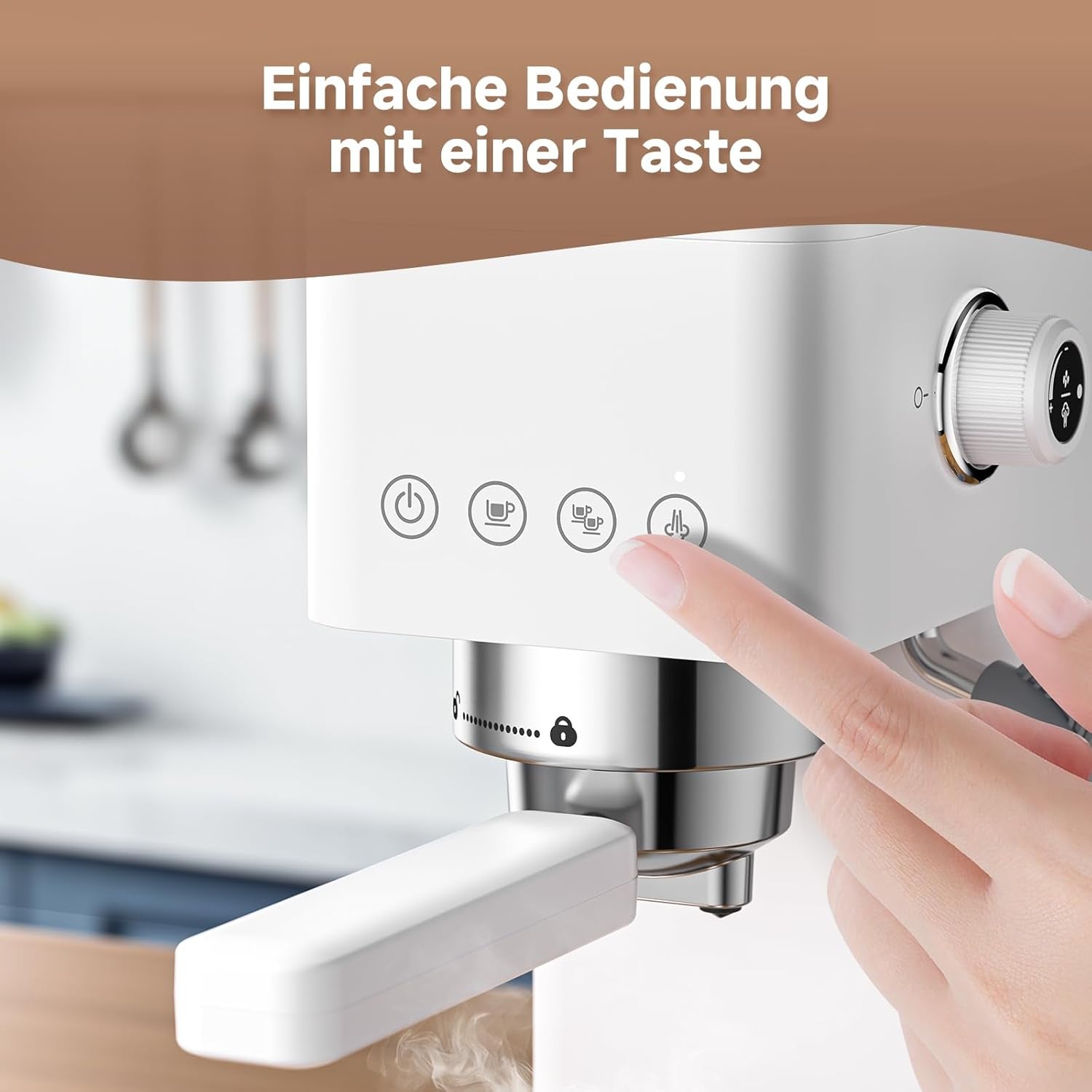 AMZCHEF 20 bar espressomachine, LED-display, professionele melkopschuimer en roestvrijstalen stoomlans, 1,5 liter verwijderbare tank, 1350 W snelle verwarming, wit