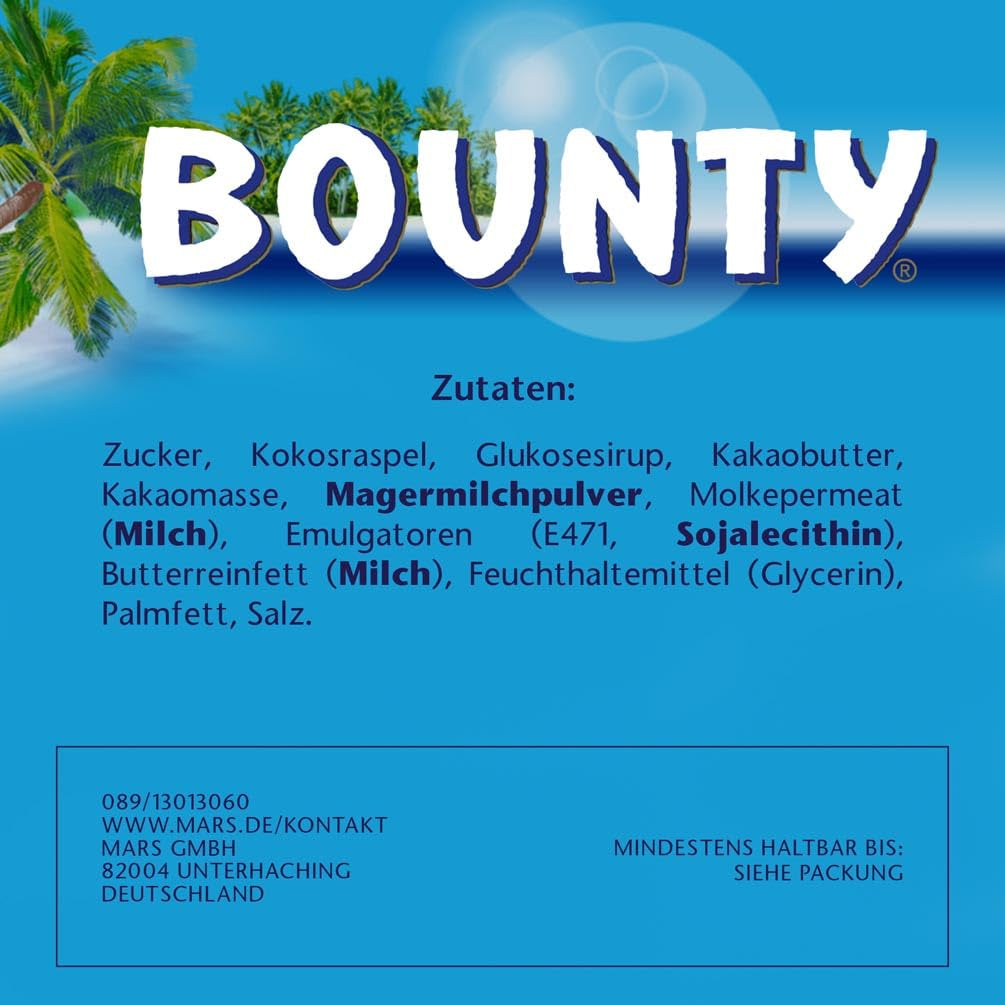 Bounty Chocoladerepen Kokoschocoladesmaak 24 repen in een verpakking (24 x 57 g)