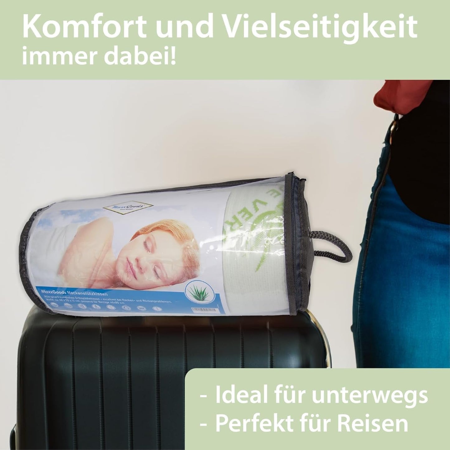 Maxxgoods Orthopedisch kussen Visco gelschuim neksteunkussen met aloë vera beschermhoes en 100% katoenen binnenhoes - kussen voor buik-, rug- en zijslapers (42 cm x 70 cm x 12 cm) Cervicale orthopedische kussens Naty Shop