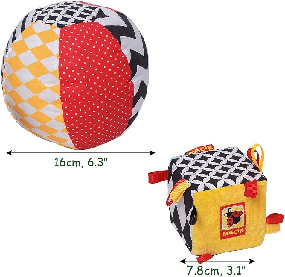 magdum 2 set baby kubusspel + stoffen bal - motoriek speelgoed vanaf 1 jaar - speelgoed voor kinderen 6 maanden - Montessori speelgoed - educatief speelgoed 1 jaar - cadeau voor kinderen - bal voor kinderen - kubus voor kinderen - cadeaus voor kinderen Speelgoed Bebe Naty Shop
