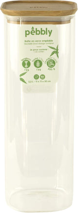 Set van 3 vierkante glazen containers met bamboe deksel-800ml, borosilicaatglas, bamboe, siliconen, naturel, 11 x 11 x 11 cm Naty Shop voedselbewaardozen 11 X 11 X 30 cm
