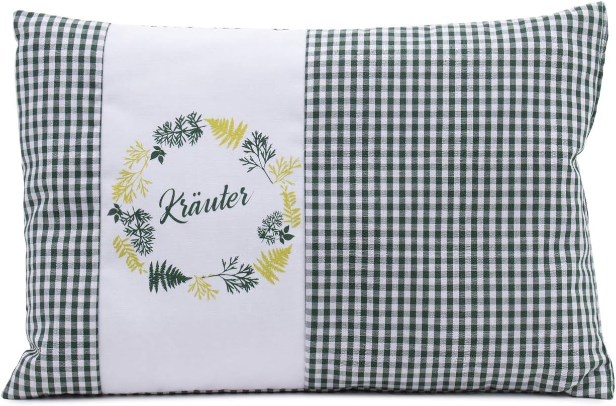 Gözze - Geurend kruidenkussen, 200G kruidenmixvulling, 100% katoenen hoes, 30 x 20 cm - Geruit groen Naty Shop Standaardkussens Geruit groen