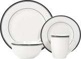 Amazon Basics Coffee Black Rim 16-delige serviesset voor 4 personen