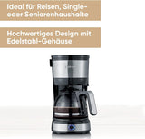 SEVERIN compacte espressomachine, aromatische koffie met koffiemachine voor maximaal 4 kopjes, espressomachine met filter en permanent oscillerend filter, roestvrij staal/zwart, KA 4808