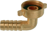 Bocht 90° Gehoornd, binnendraad 3/4", voor kranen met buitendraad 3/4" plus waterslangen 1/2", messing / tuinbewatering / FLOR92400, veelkleurig