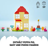 LEGO DUPLO Peppa's verjaardagshuis: Creatief speelgoed met 3 figuren, bouw en herbouwd speelgoedhuis voor 2-jarigen, jongens en meisjes, bevordert de behendigheid 10433 Bouwsets Besuche den LEGO-Store