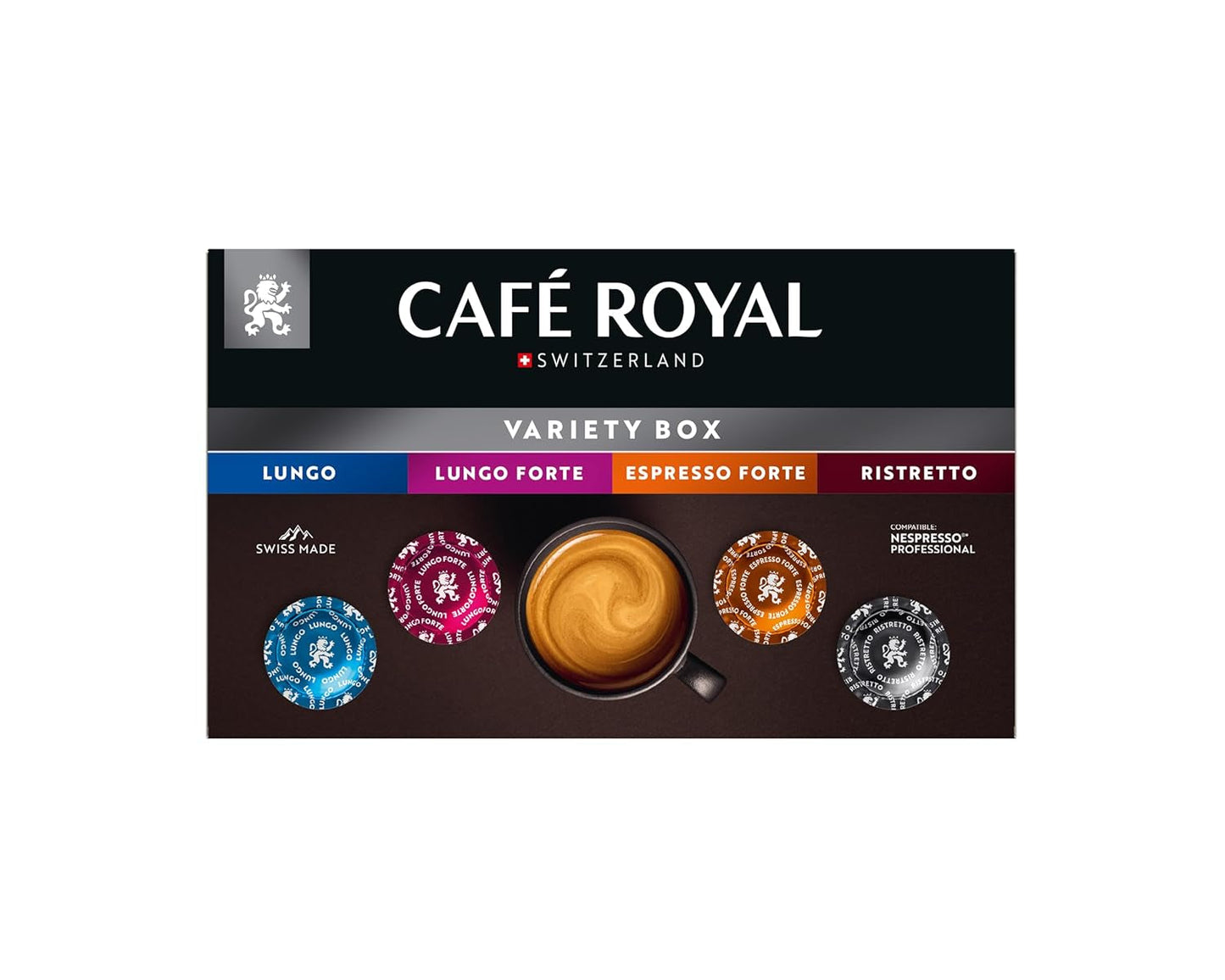 Café Royal Professional Pads, Variety Box, 40 Nespresso (R) Professional-compatibele pads voor kantoor en gastronomie, Rainforest Alliance gezertifiziert, 100 Prozent Arabica Kaffee