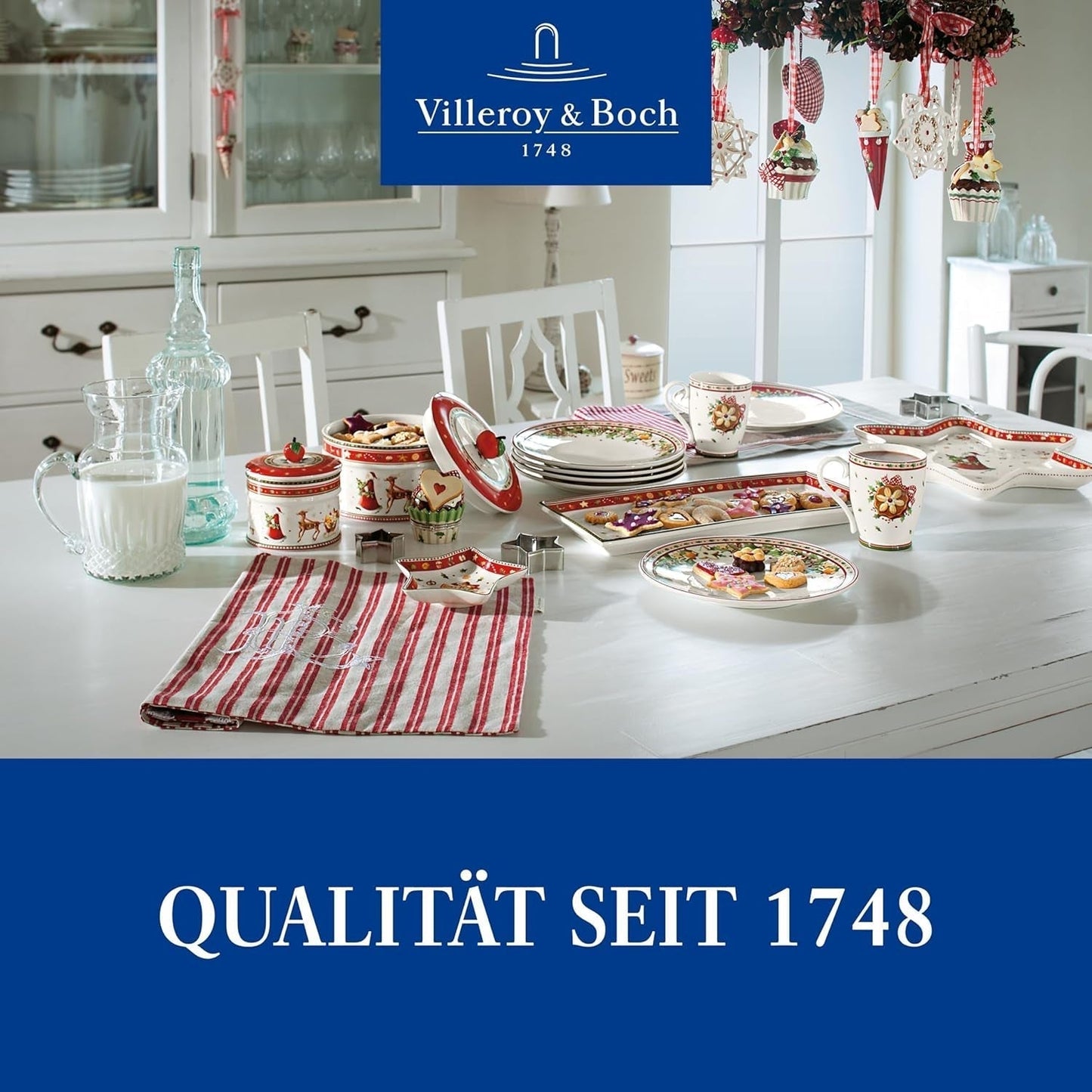 Villeroy & Boch - Winter Bakery Delight Kleine opbergdoos, keramische kerstkoekjesdoos, kerstdoos, koekjesdoos, koekjesdoos, keramische doos met deksel, snoepopslag, premium porseleinen voedselopbergdozen Naty Shop